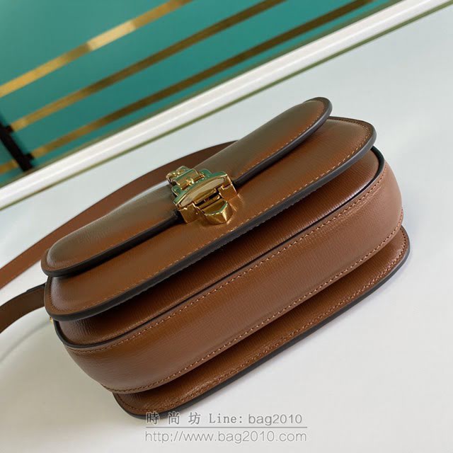 Gucci古馳包包 G家新款女包 款號:615965 Sylvie 1969系列迷你肩背包 古奇棕色織紋皮小斜挎包  gdj1357